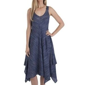 Lagenlook Blue Linen Blend Sleeveless Dress Handkerchief Hem Size  XL